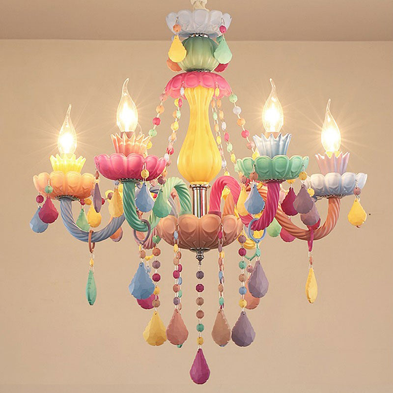 Lampada a soffitto multicolore in vetro Lampada candele in stile moderno