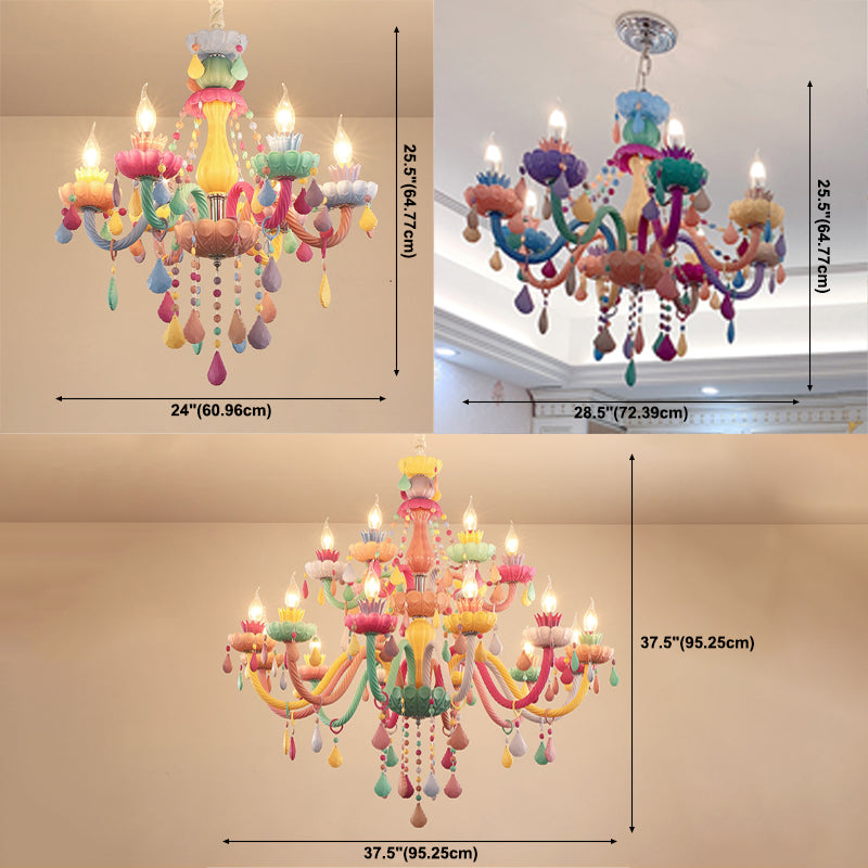 Lampada a soffitto multicolore in vetro Lampada candele in stile moderno