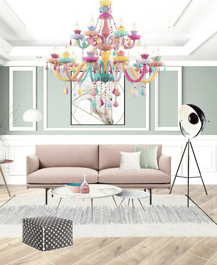 Lampada a soffitto multicolore in vetro Lampada candele in stile moderno