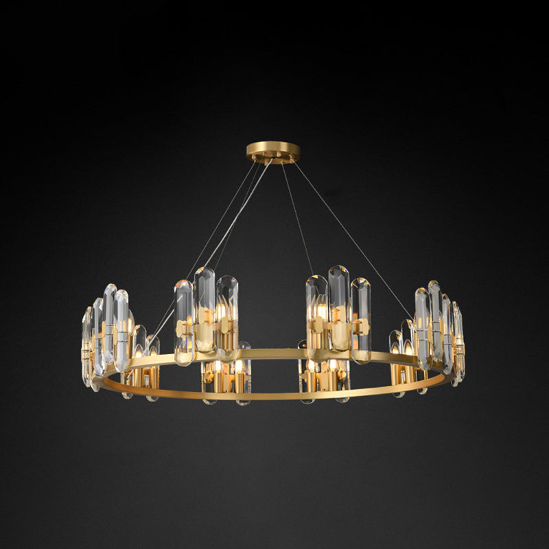 Contemporary Copper Ceiling Pendant Light Wheel Hanging Pendant Light for Living Room