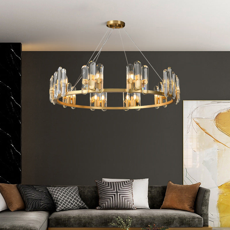 Contemporary Copper Ceiling Pendant Light Wheel Hanging Pendant Light for Living Room