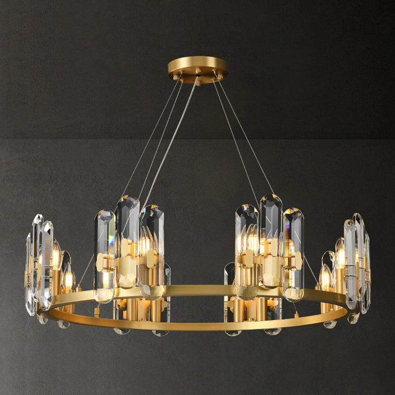 Contemporary Copper Ceiling Pendant Light Wheel Hanging Pendant Light for Living Room