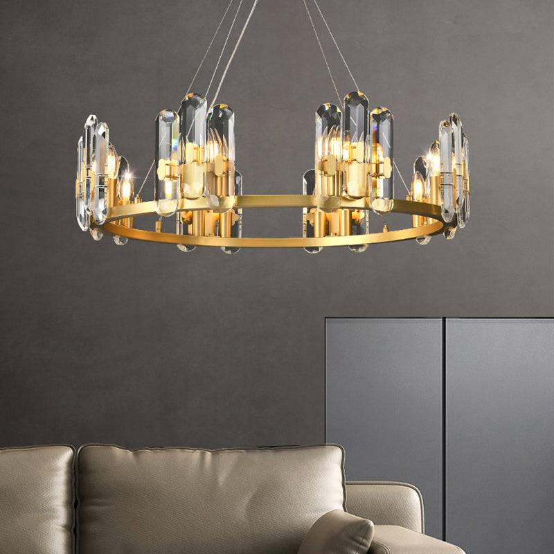 Contemporary Copper Ceiling Pendant Light Wheel Hanging Pendant Light for Living Room