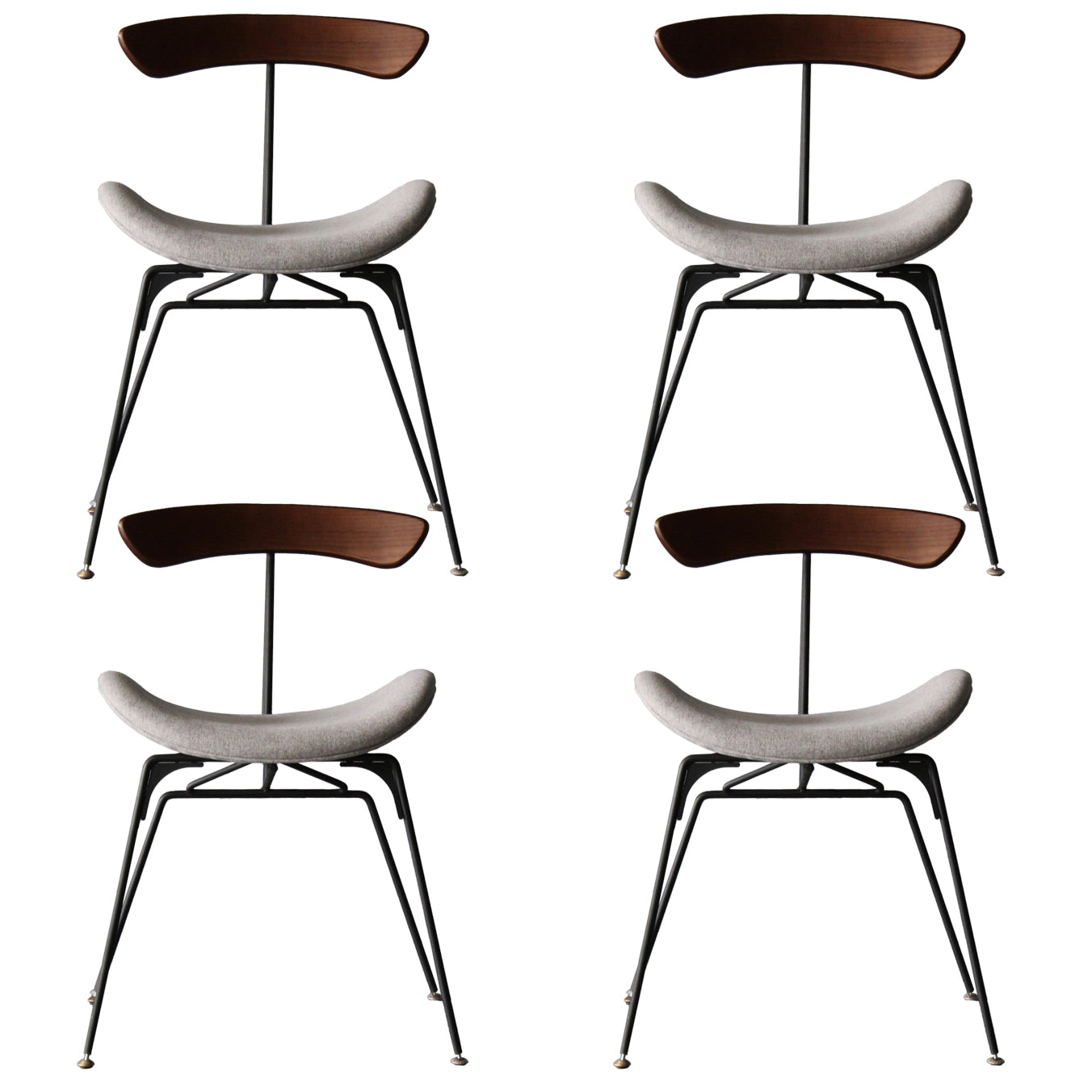 Ensembles de chaises latérales à dossier ouvert de chaise de salles à manger de cuisine en métal contemporain
