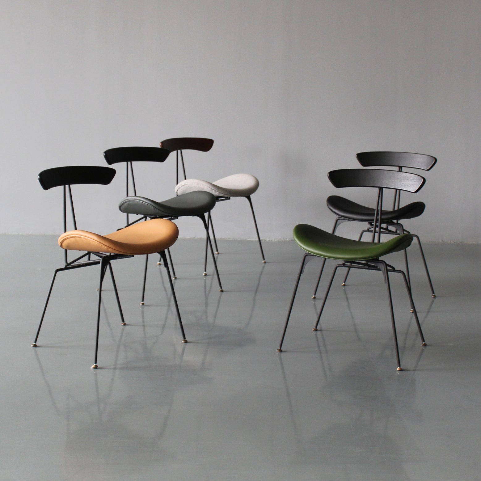 Ensembles de chaises latérales à dossier ouvert de chaise de salles à manger de cuisine en métal contemporain