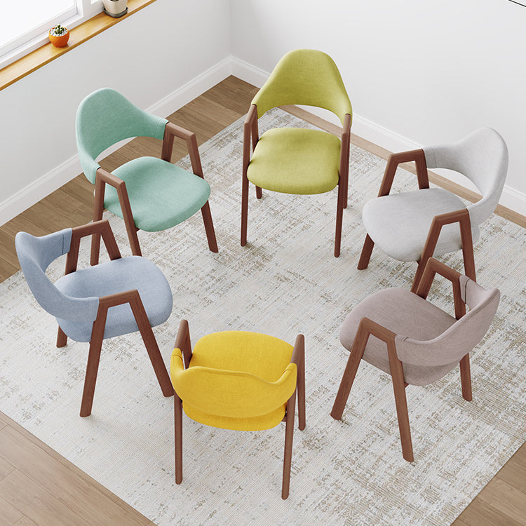 Contemporary Brown Kitchen Dining Arm Chair Wood Opening Back Dining Arm Chair