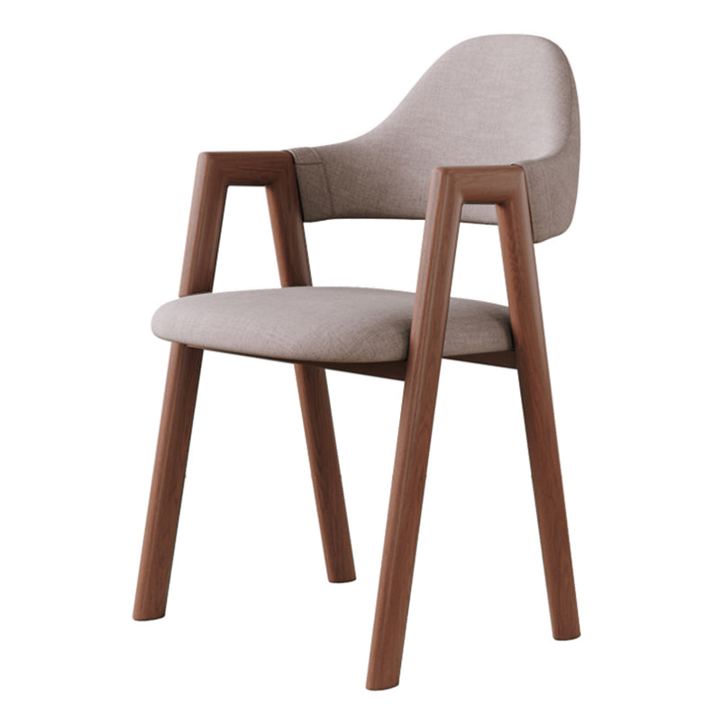 Contemporary Brown Kitchen Dining Arm Chair Wood Opening Back Dining Arm Chair