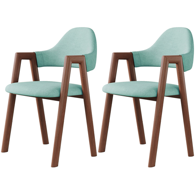 Contemporary Brown Kitchen Dining Arm Chair Wood Opening Back Dining Arm Chair