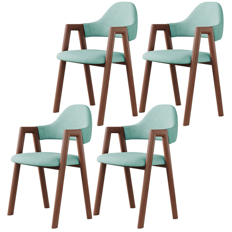 Contemporary Brown Kitchen Dining Arm Chair Wood Opening Back Dining Arm Chair