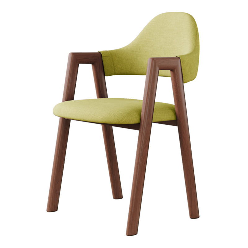 Contemporary Brown Kitchen Dining Arm Chair Wood Opening Back Dining Arm Chair