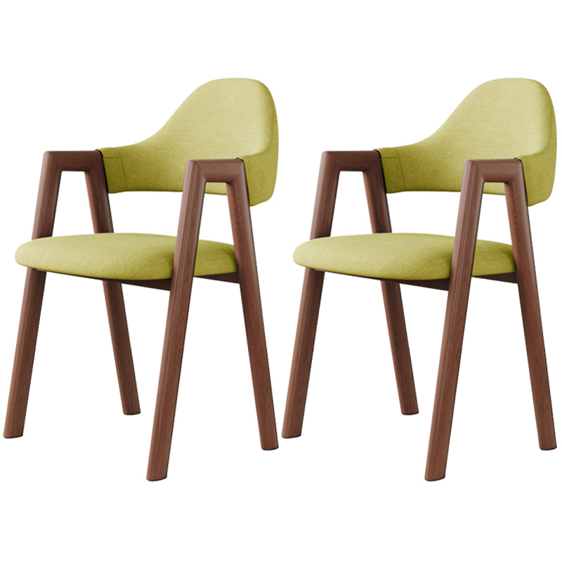Contemporary Brown Kitchen Dining Arm Chair Wood Opening Back Dining Arm Chair