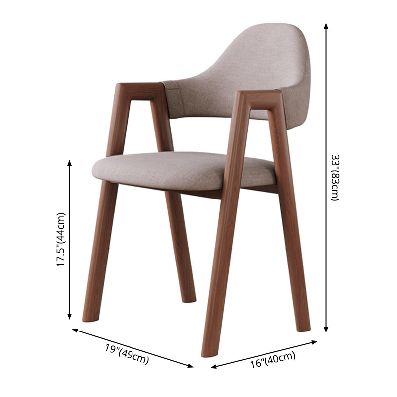 Contemporary Brown Kitchen Dining Arm Chair Wood Opening Back Dining Arm Chair