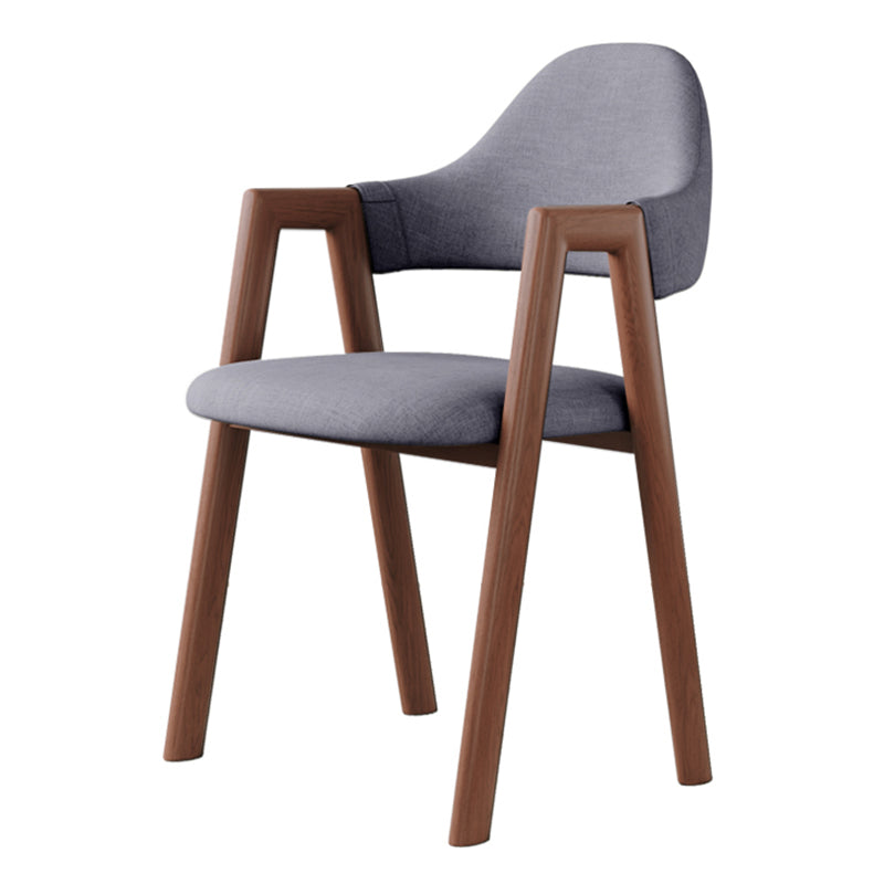 Contemporary Brown Kitchen Dining Arm Chair Wood Opening Back Dining Arm Chair