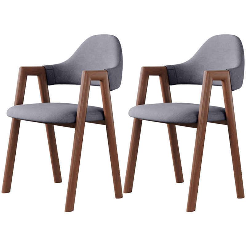 Contemporary Brown Kitchen Dining Arm Chair Wood Opening Back Dining Arm Chair