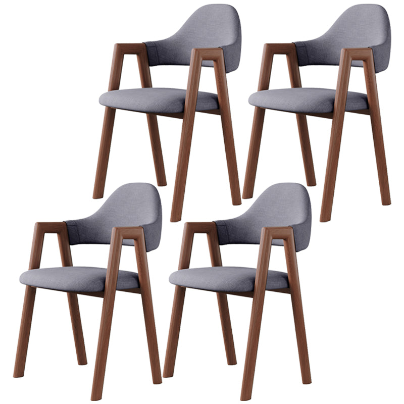 Contemporary Brown Kitchen Dining Arm Chair Wood Opening Back Dining Arm Chair