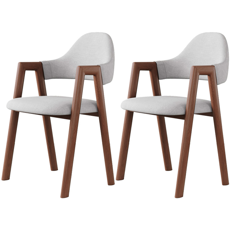 Contemporary Brown Kitchen Dining Arm Chair Wood Opening Back Dining Arm Chair