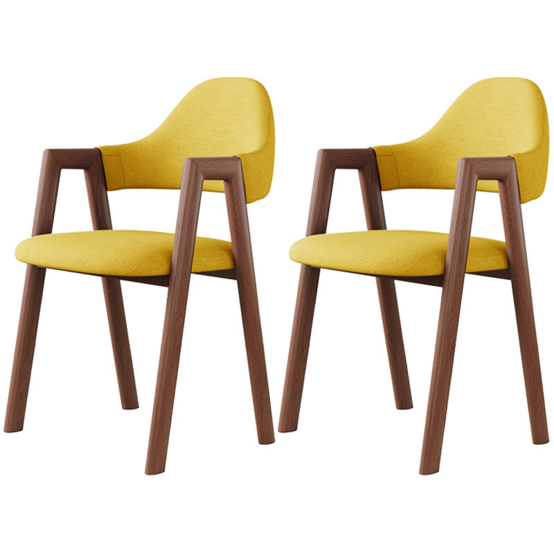 Contemporary Brown Kitchen Dining Arm Chair Wood Opening Back Dining Arm Chair