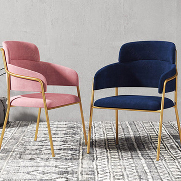 Chaise de salle à manger de cuisine en métal de style Glam, chaises latérales arrière ouvertes en cuivre