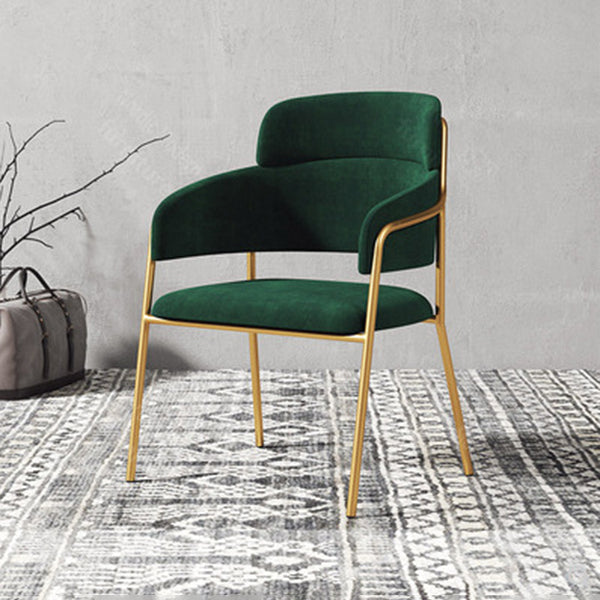 Chaise de salle à manger de cuisine en métal de style Glam, chaises latérales arrière ouvertes en cuivre