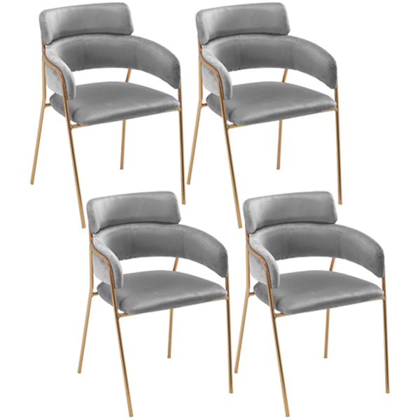 Chaise de salle à manger de cuisine en métal de style Glam, chaises latérales arrière ouvertes en cuivre