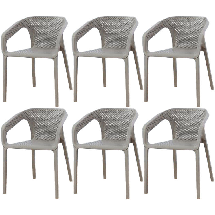 Contemporary Style Dining Room Plastic Arm Chair Multicolor Stacking Dining Chair