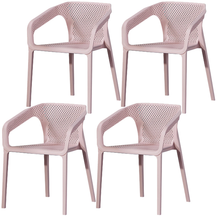 Contemporary Style Dining Room Plastic Arm Chair Multicolor Stacking Dining Chair