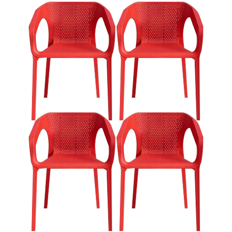 Contemporary Style Dining Room Plastic Arm Chair Multicolor Stacking Dining Chair