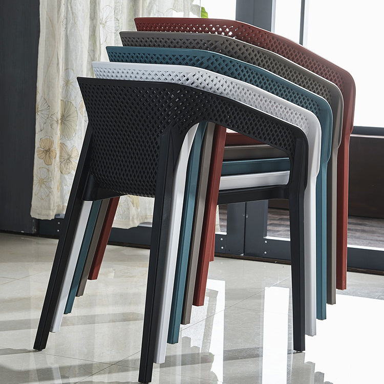 Contemporary Style Dining Room Plastic Arm Chair Multicolor Stacking Dining Chair