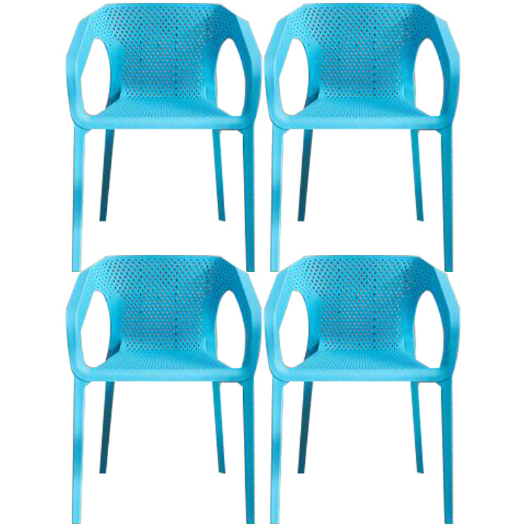 Contemporary Style Dining Room Plastic Arm Chair Multicolor Stacking Dining Chair