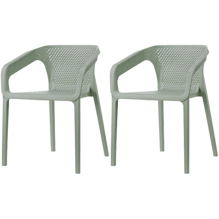 Contemporary Style Dining Room Plastic Arm Chair Multicolor Stacking Dining Chair