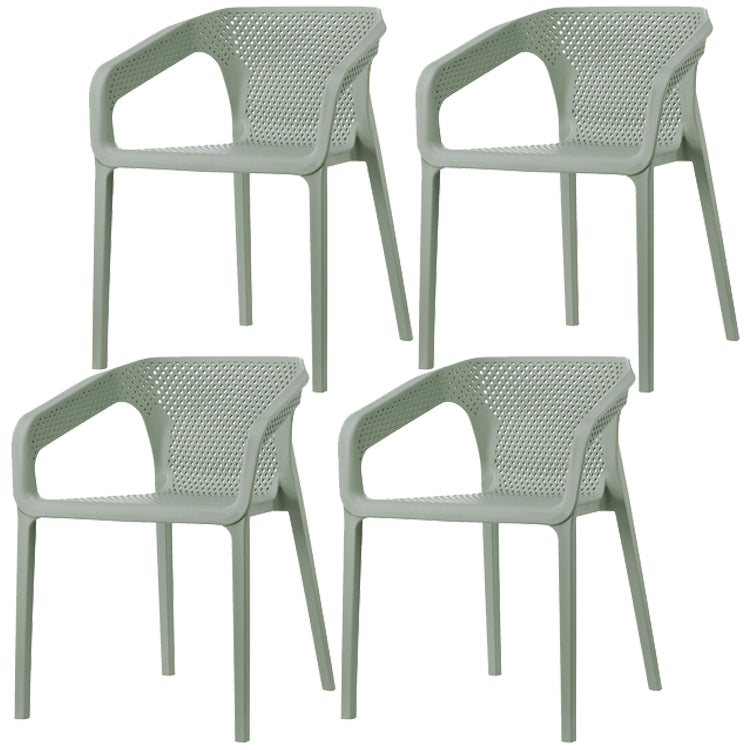 Contemporary Style Dining Room Plastic Arm Chair Multicolor Stacking Dining Chair