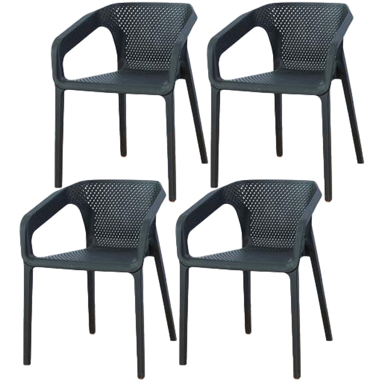 Contemporary Style Dining Room Plastic Arm Chair Multicolor Stacking Dining Chair