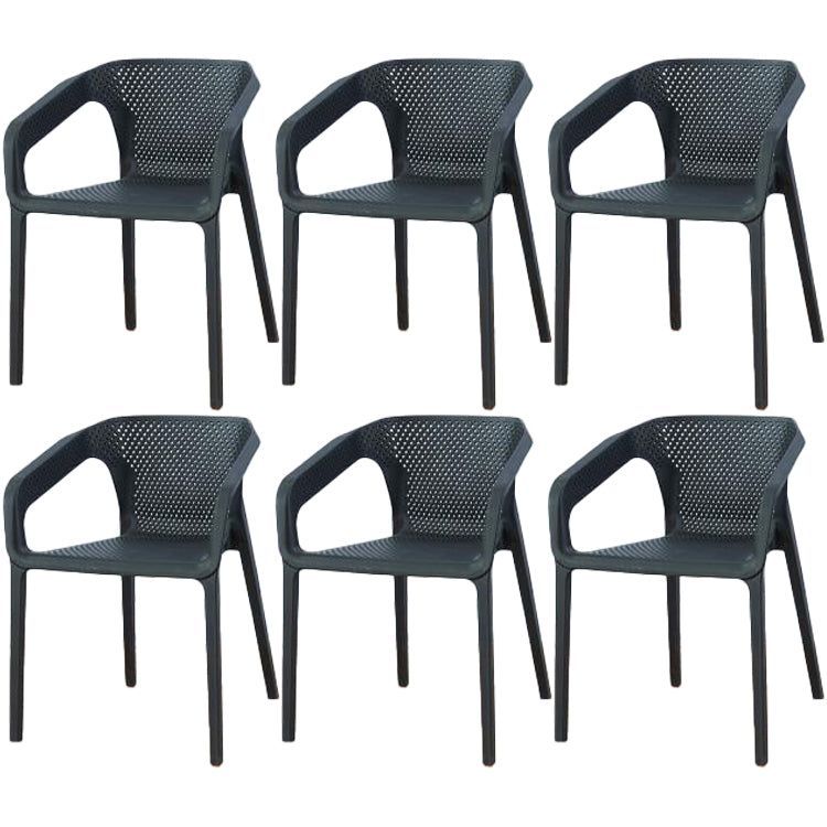 Contemporary Style Dining Room Plastic Arm Chair Multicolor Stacking Dining Chair