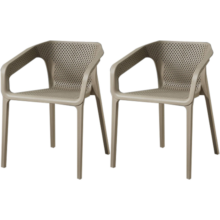 Contemporary Style Dining Room Plastic Arm Chair Multicolor Stacking Dining Chair