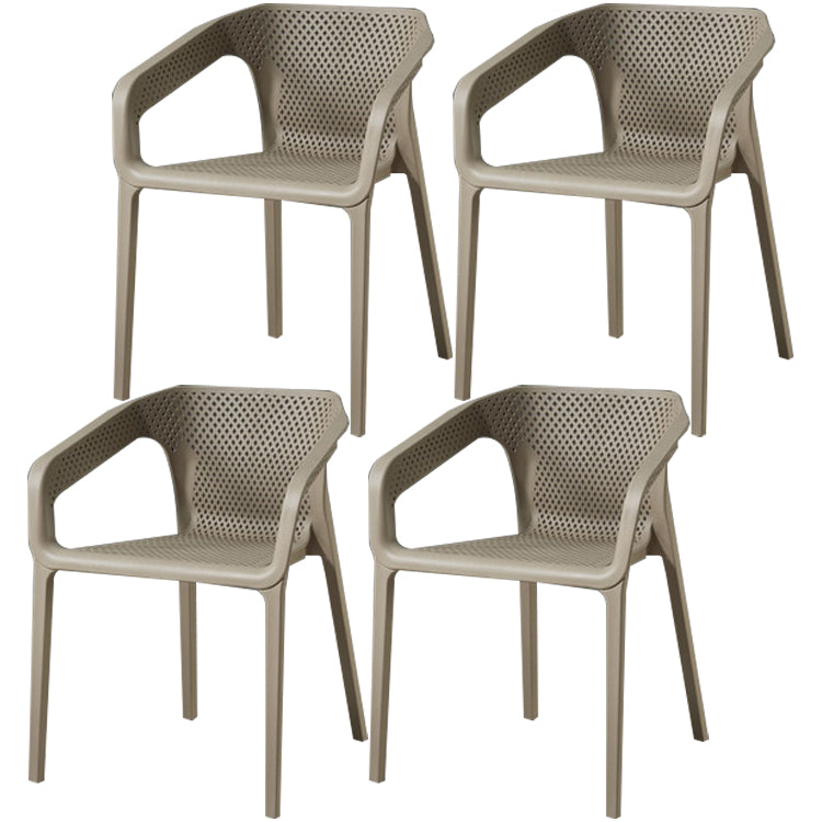 Contemporary Style Dining Room Plastic Arm Chair Multicolor Stacking Dining Chair