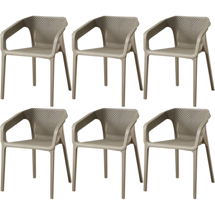 Contemporary Style Dining Room Plastic Arm Chair Multicolor Stacking Dining Chair