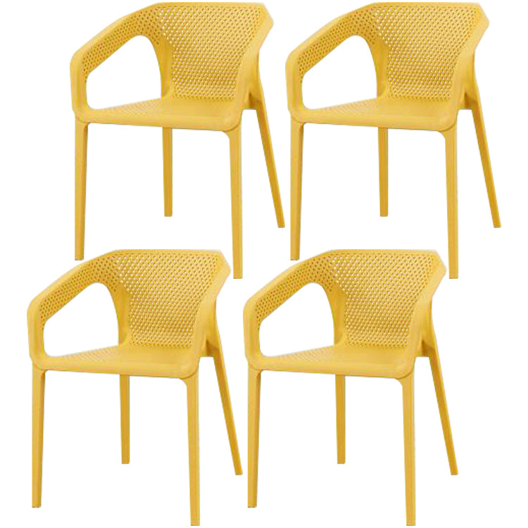 Contemporary Style Dining Room Plastic Arm Chair Multicolor Stacking Dining Chair