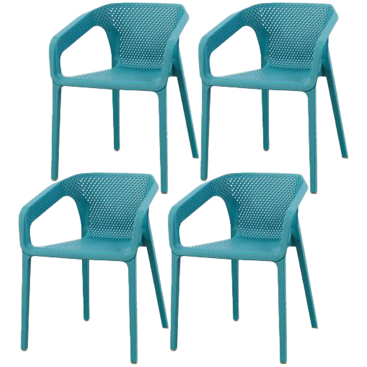 Contemporary Style Dining Room Plastic Arm Chair Multicolor Stacking Dining Chair