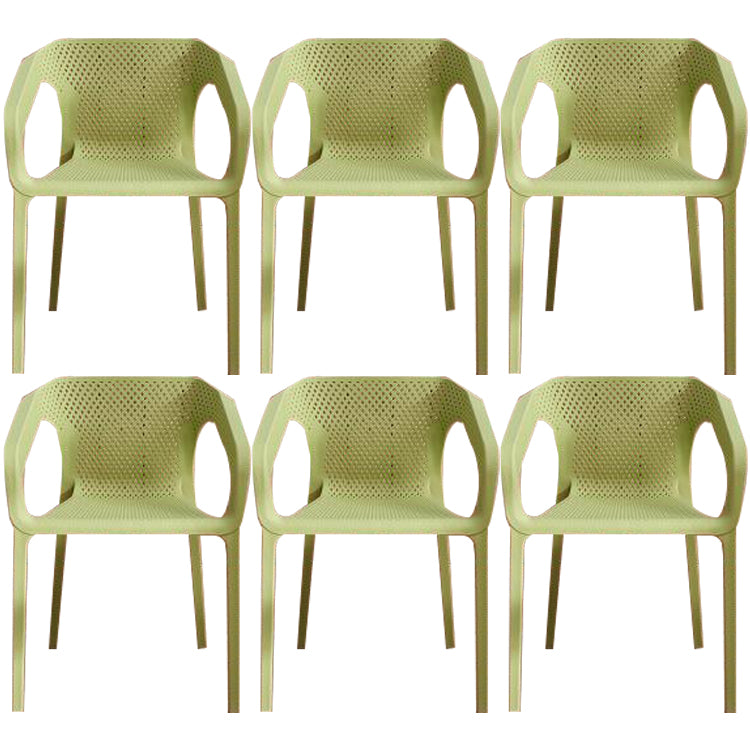 Contemporary Style Dining Room Plastic Arm Chair Multicolor Stacking Dining Chair