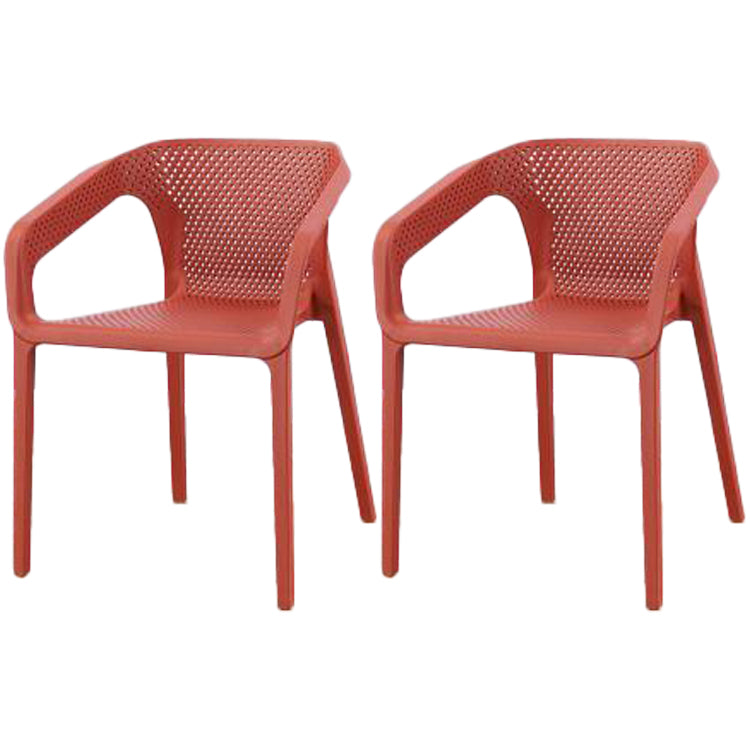 Contemporary Style Dining Room Plastic Arm Chair Multicolor Stacking Dining Chair