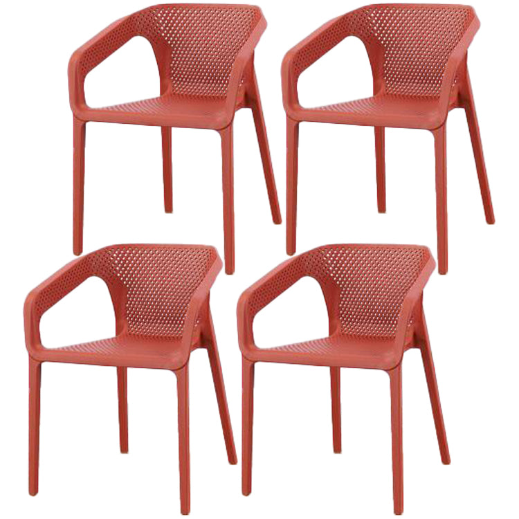 Contemporary Style Dining Room Plastic Arm Chair Multicolor Stacking Dining Chair