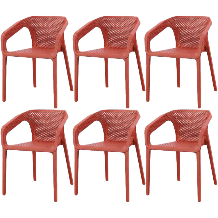 Contemporary Style Dining Room Plastic Arm Chair Multicolor Stacking Dining Chair