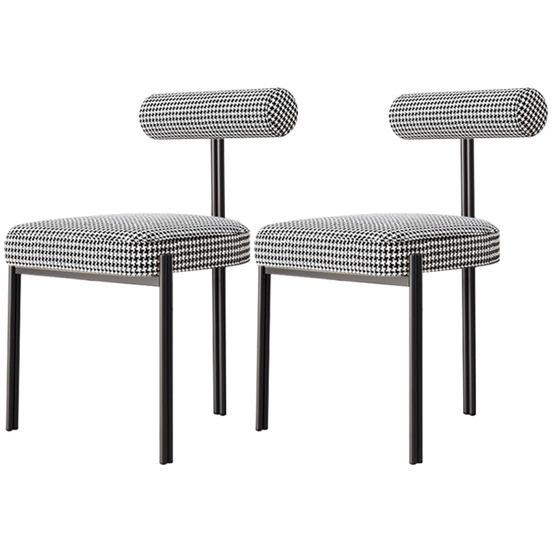 Nordic Flannelette Chair with Metal Base 32"H Open Back Dining Side Chair for Restaurant