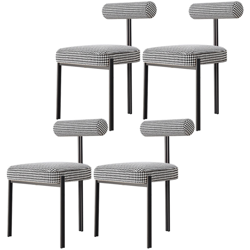 Nordic Flannelette Chair with Metal Base 32"H Open Back Dining Side Chair for Restaurant