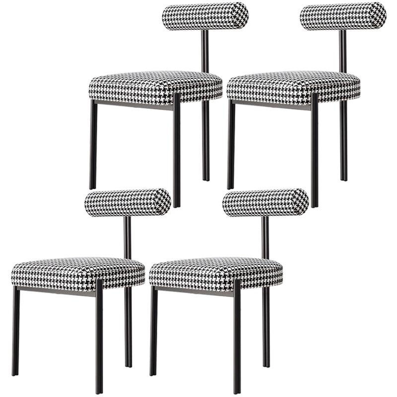 Nordic Flannelette Chair with Metal Base 32"H Open Back Dining Side Chair for Restaurant