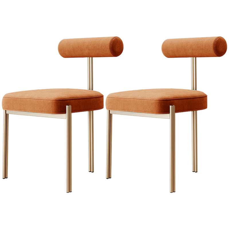 Nordic Flannelette Chair with Metal Base 32"H Open Back Dining Side Chair for Restaurant