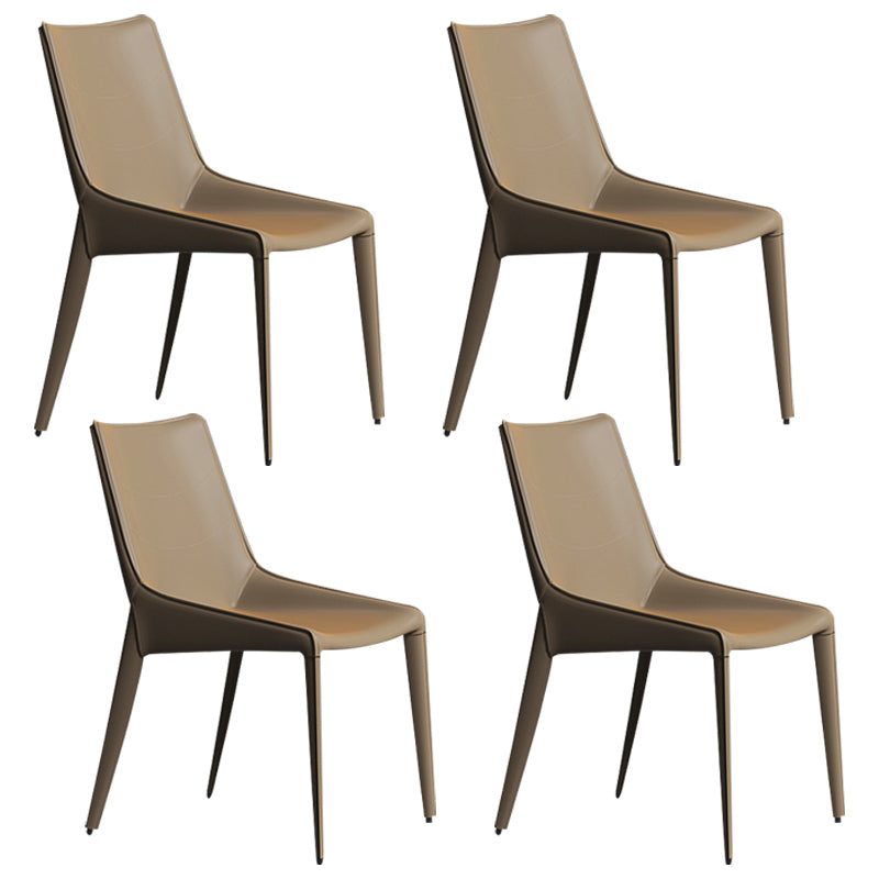 Chaise de salle à manger contemporaine en simili cuir, finition mate, dossier solide