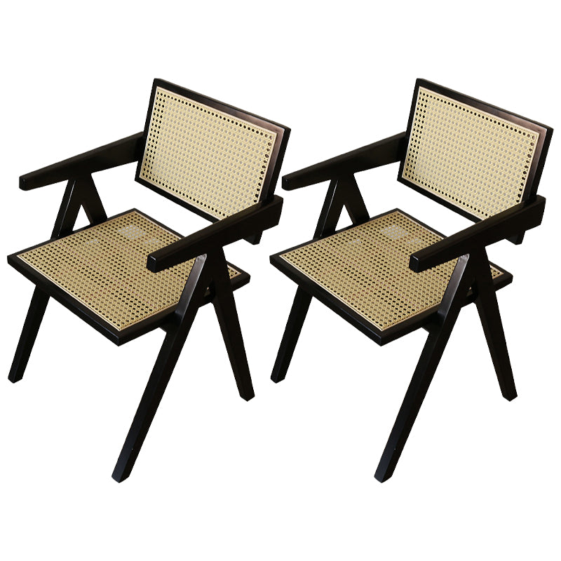 Contemporary Solid Wood Dining Room Chair Set Open Back Dining Arm Chair