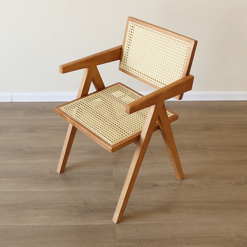 Contemporary Solid Wood Dining Room Chair Set Open Back Dining Arm Chair