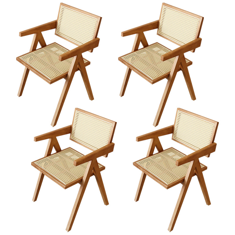 Contemporary Solid Wood Dining Room Chair Set Open Back Dining Arm Chair